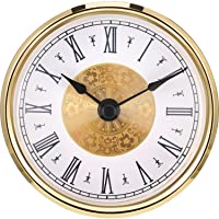 Hicarer 3-1-8 Pulgadas (80 mm) Inserto de Reloj con Numeral Arábigo- Movimiento de Cuarzo- Borde Dorado